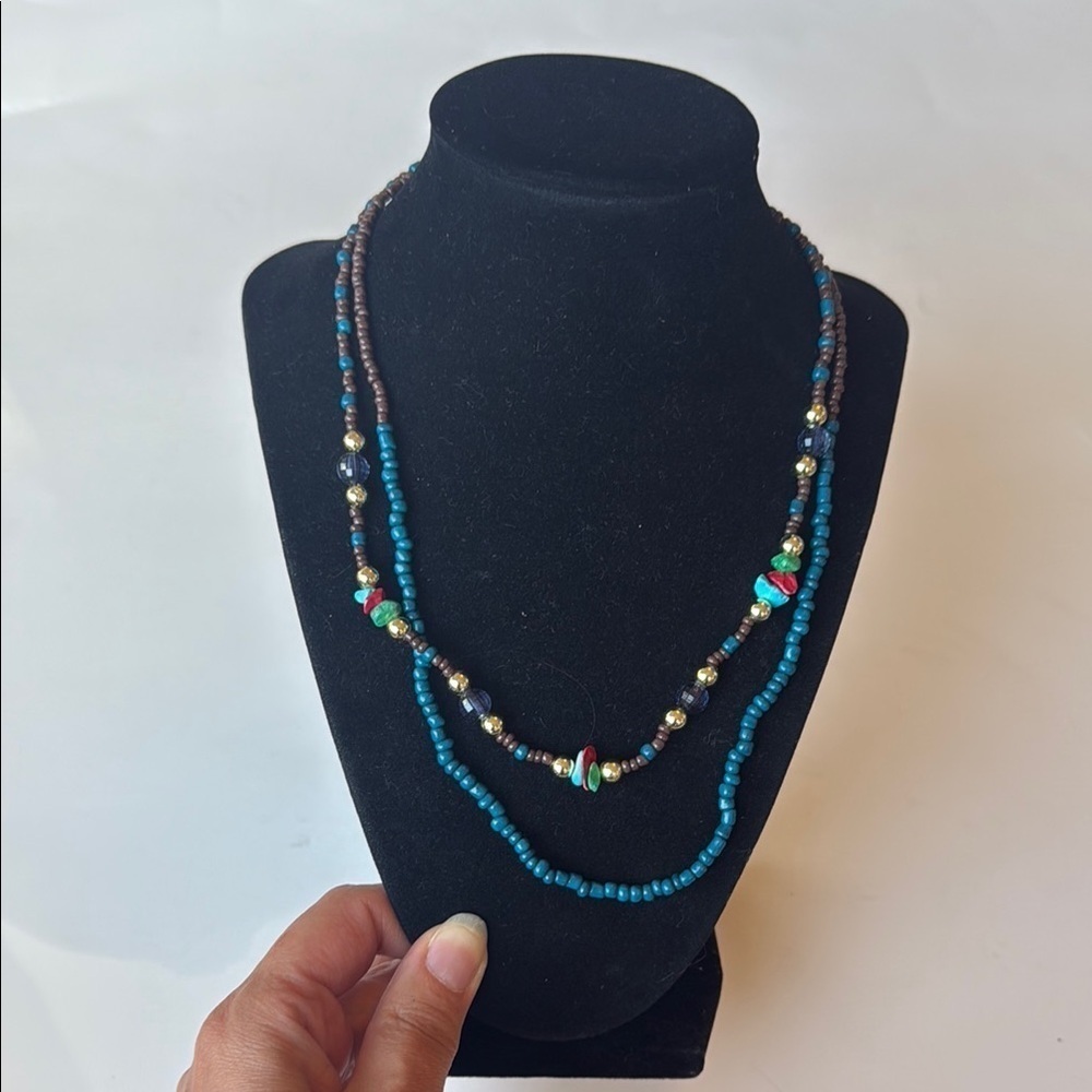 Vintage Boho Colorful Beaded Necklace Set